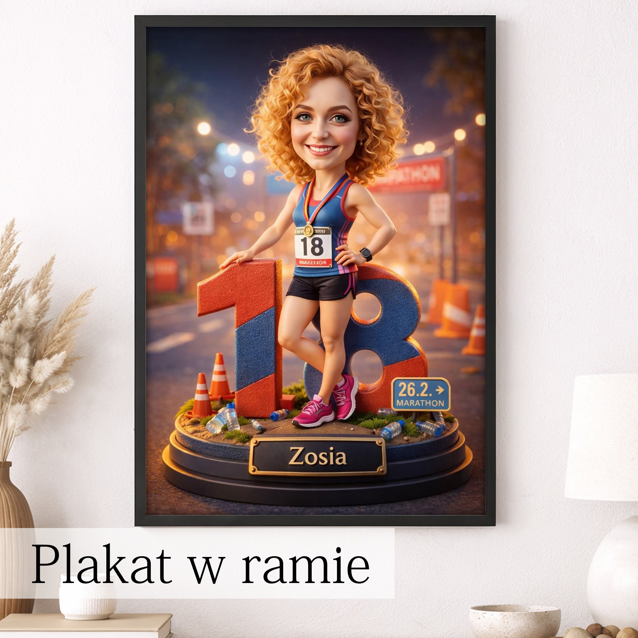 portret na szkle ze zdjęcia dziewczyna sport personalizowany