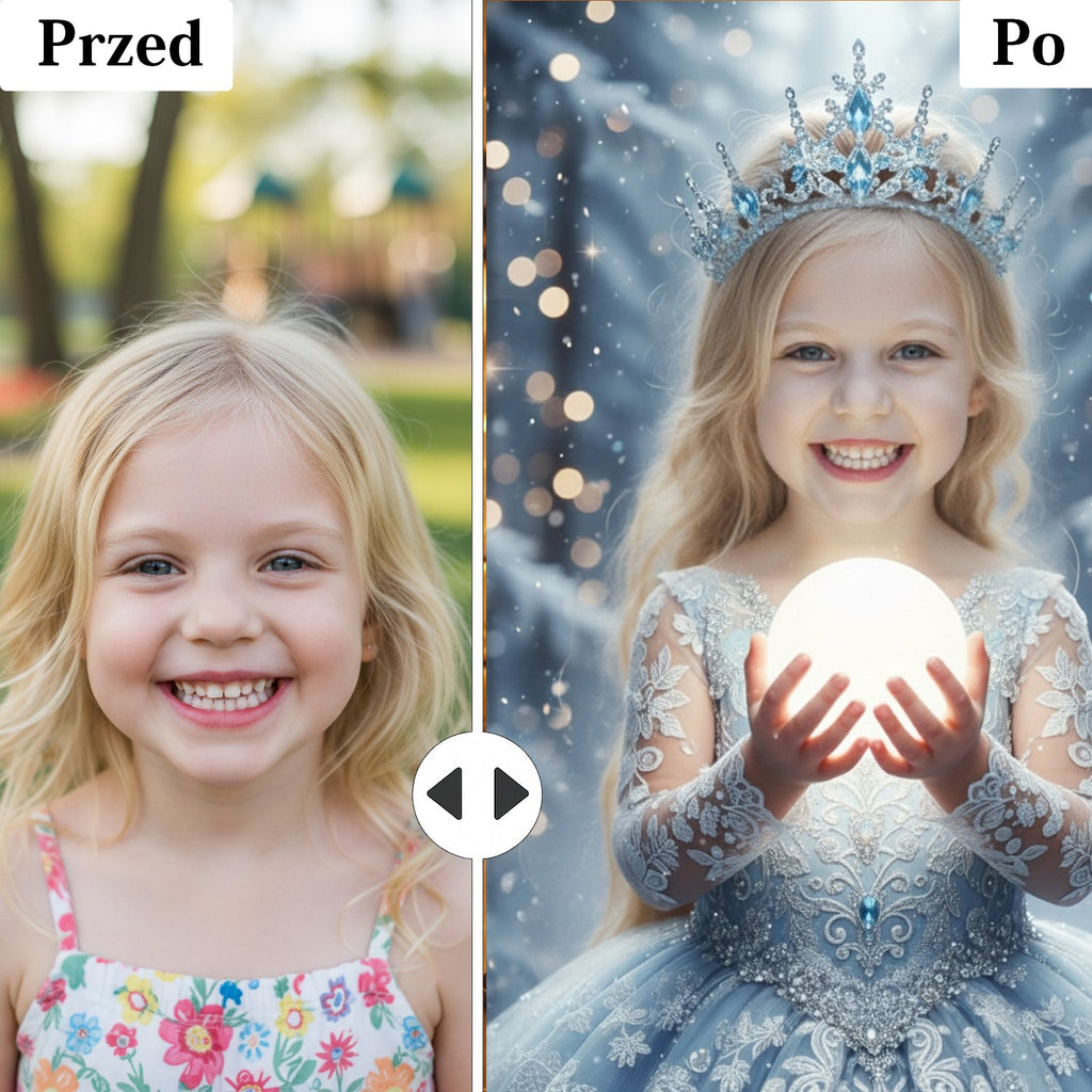 Portret ze zdjęcia dla dziewczynki w stylu zimowej księżniczki na obrazie