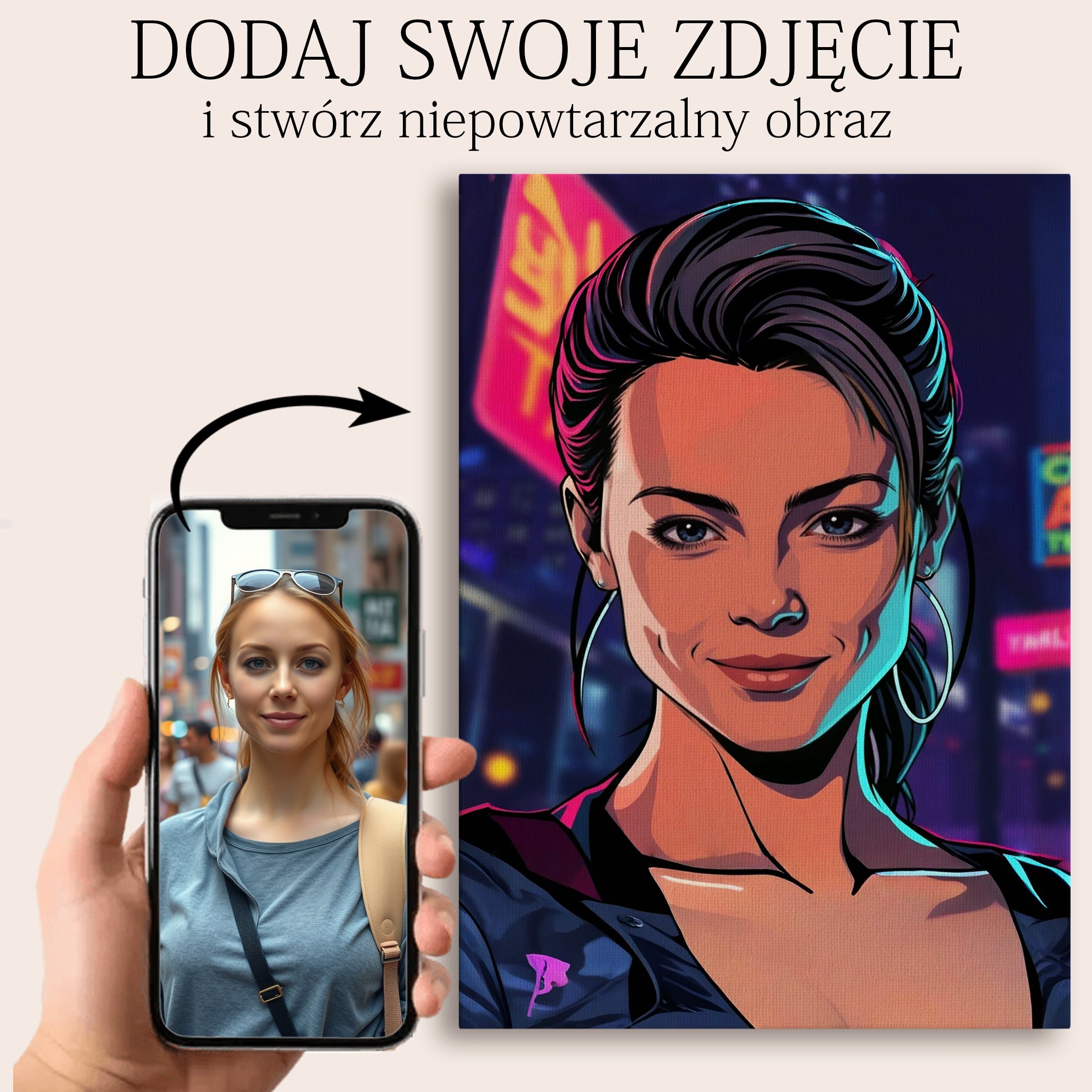 obraz neonowy ze zdjęcia dla niej prezent który przyciąga uwagę