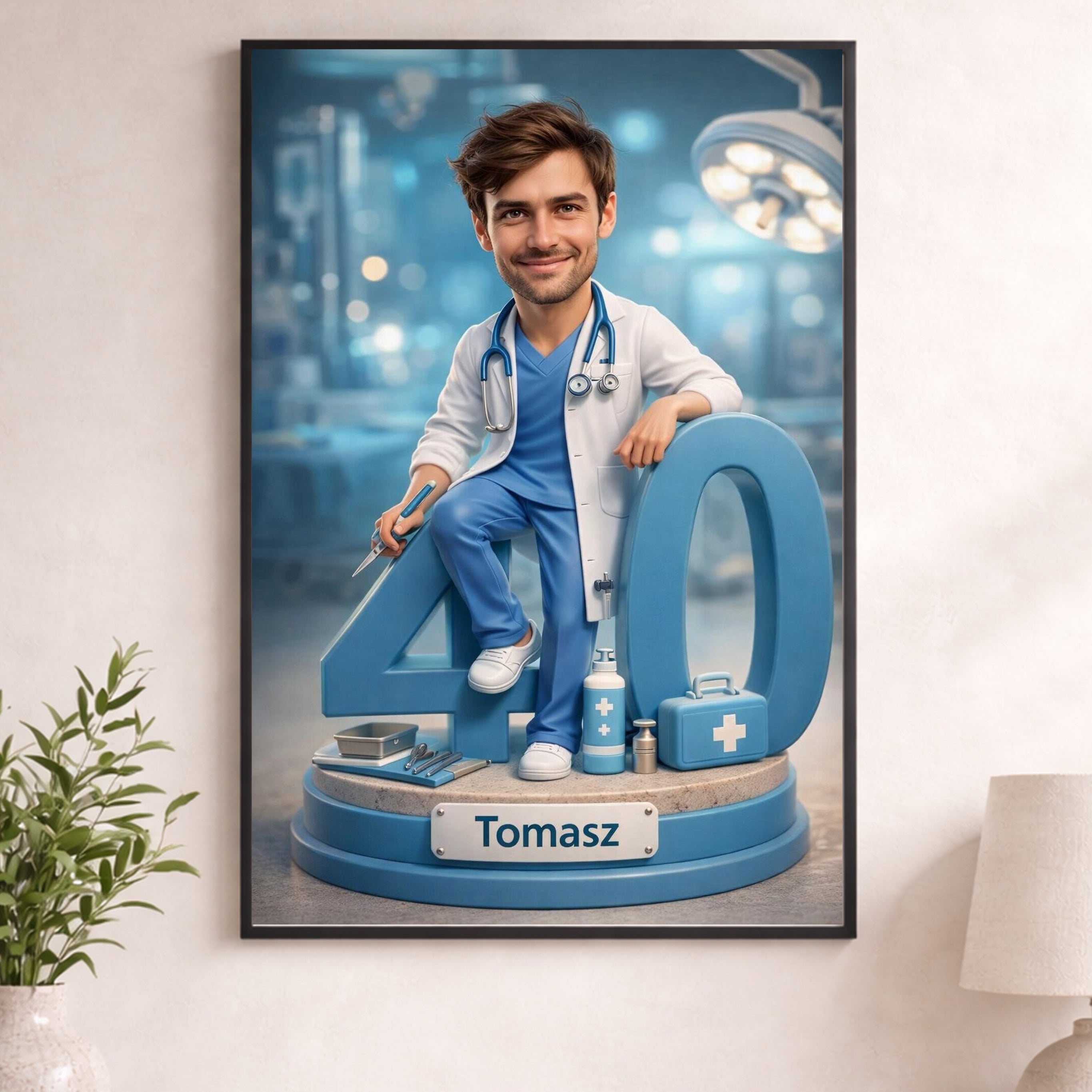 Doctor Caricature - Personalized Birthday Gift for Dad, Work Colleague, Husband