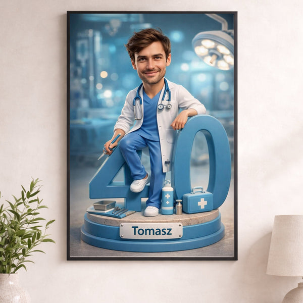 Doctor Caricature - Personalized Birthday Gift for Dad, Work Colleague, Husband