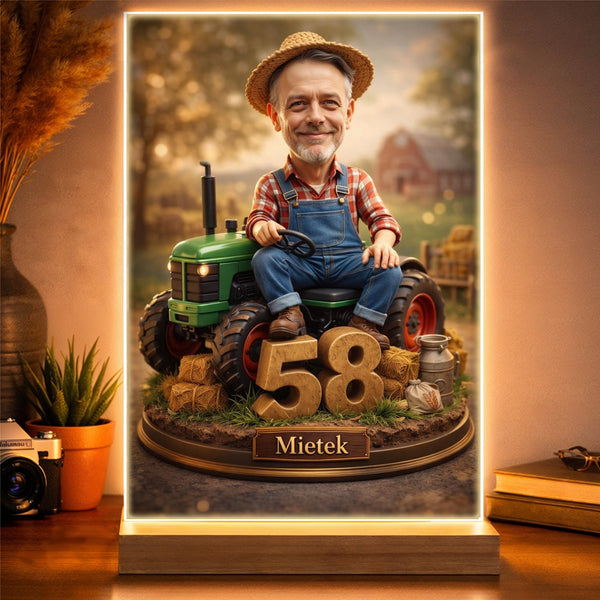 Farmer Caricature with Tractor from Photo – Gift for Grandpa, Dad, Brother