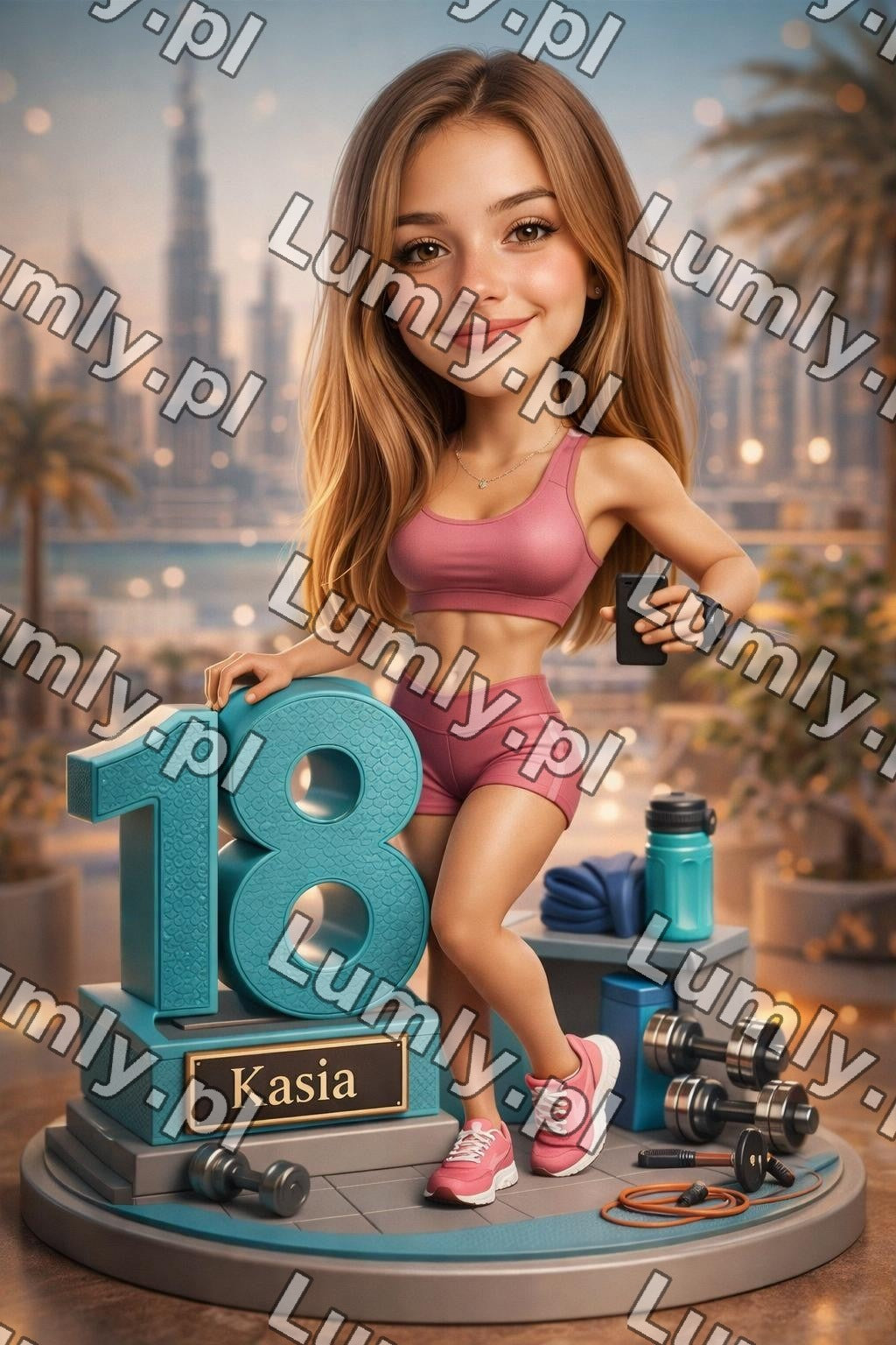 sport girl portret na szkle prezent dla aktywnej dziewczyny