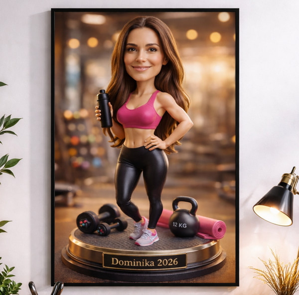 Fitness Girl – Caricature from Photo | Personalized Artwork for Active Woman