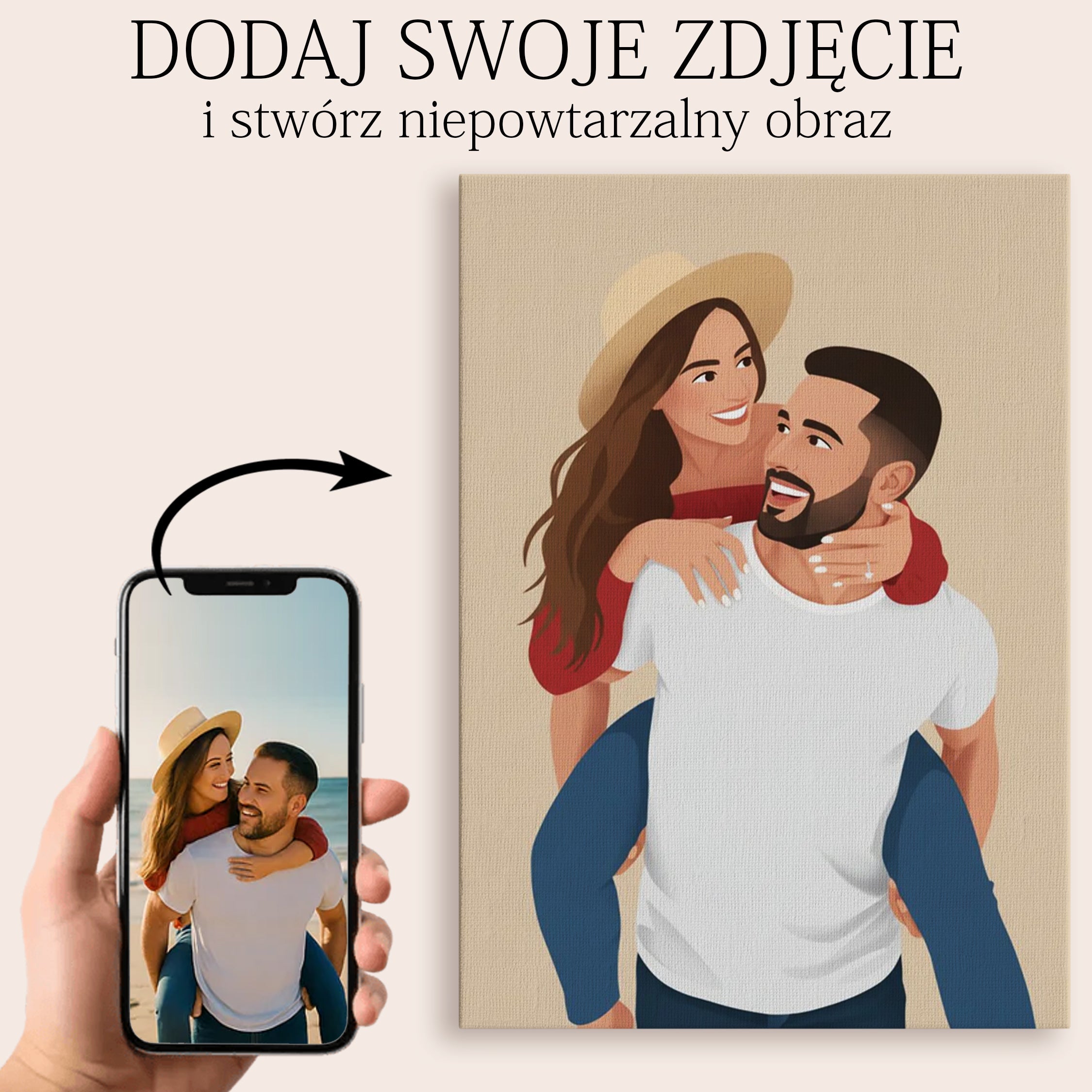portret w stylu line art ze zdjęcia dla pary