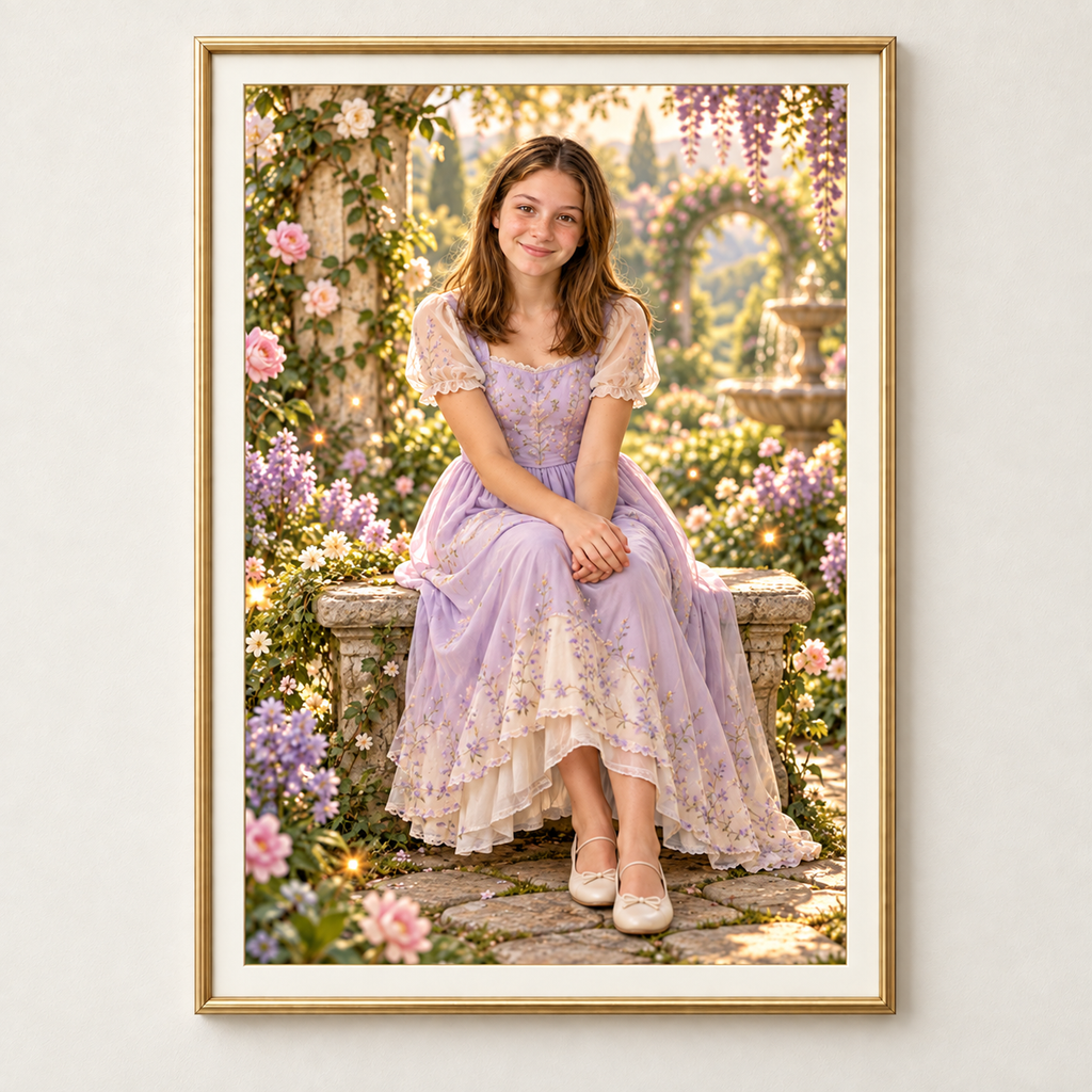 Story portrait square frame mockup: custom-fairytale-child-portrait-from-photo