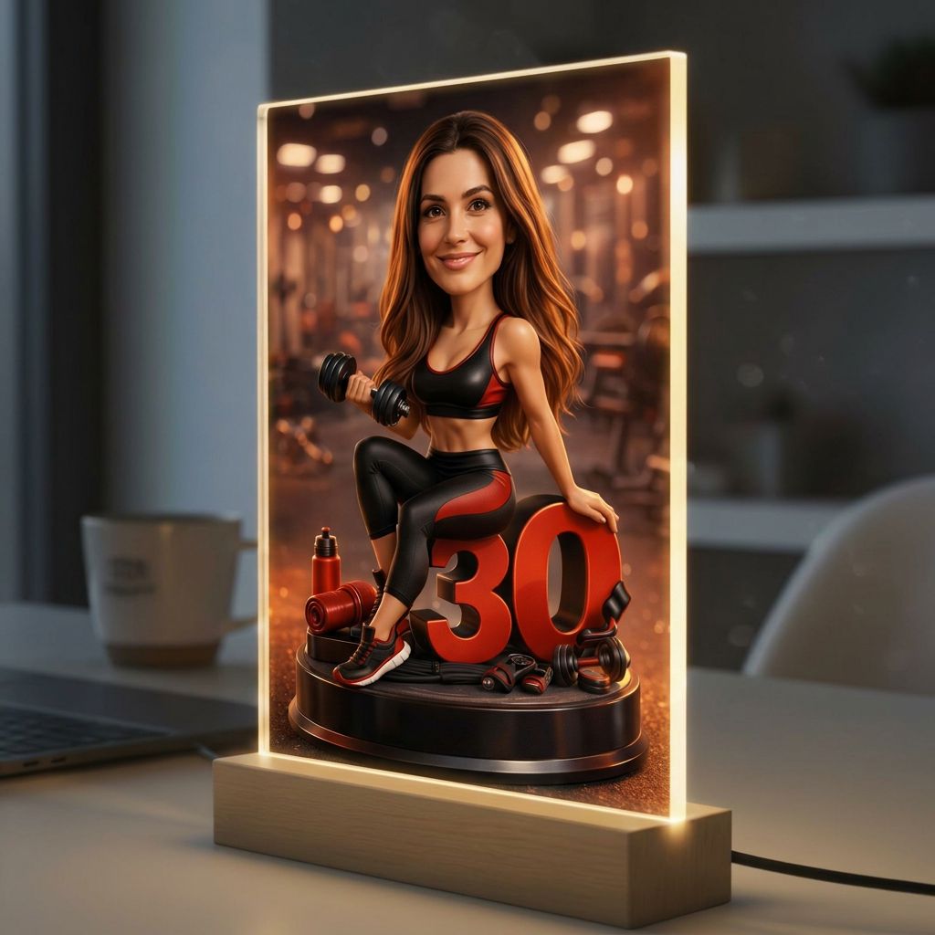 Active Woman. Portrait from a photo for a friend’s 30th anniversary. Print on glass