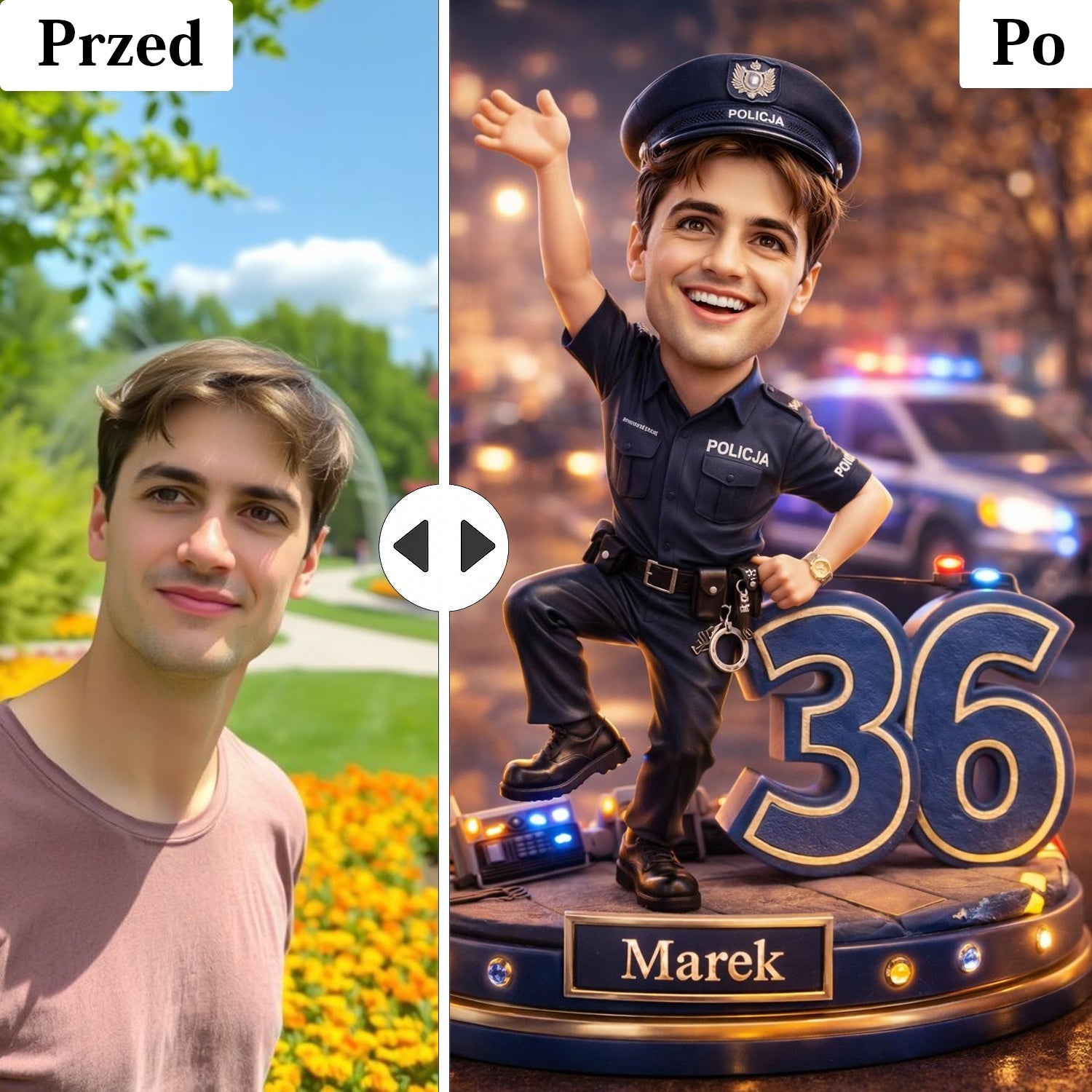 Police Officer Caricature from Photo - Personalized Gift for Him - preview 2