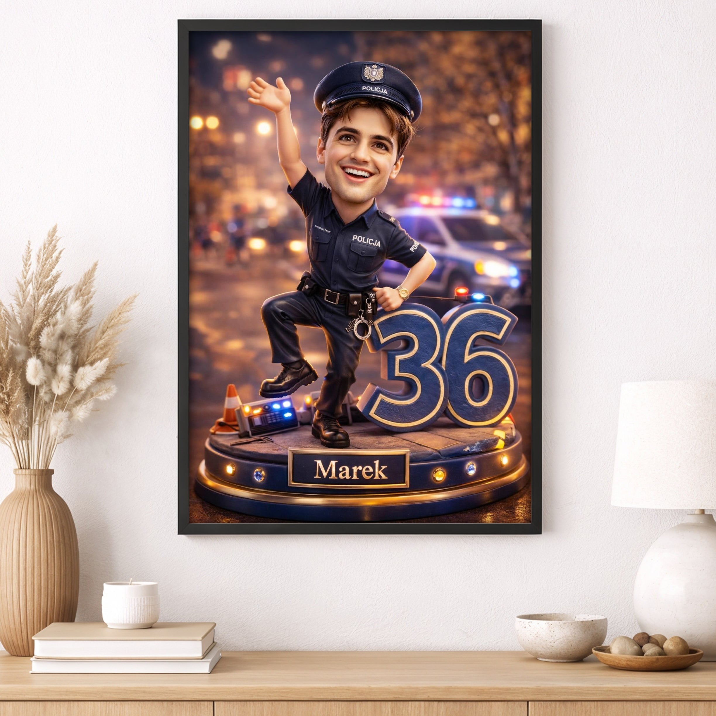 Police Officer Caricature from Photo - Personalized Gift for Him - preview 1
