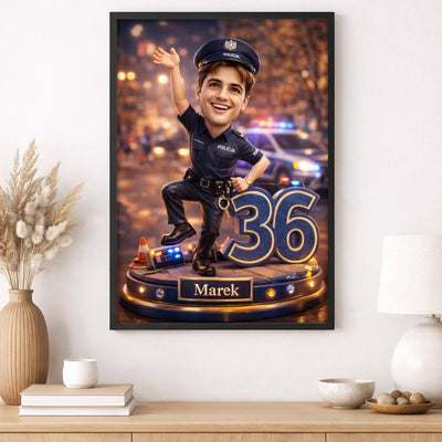 Police Officer Caricature from Photo - Personalized Gift for Him - preview 1