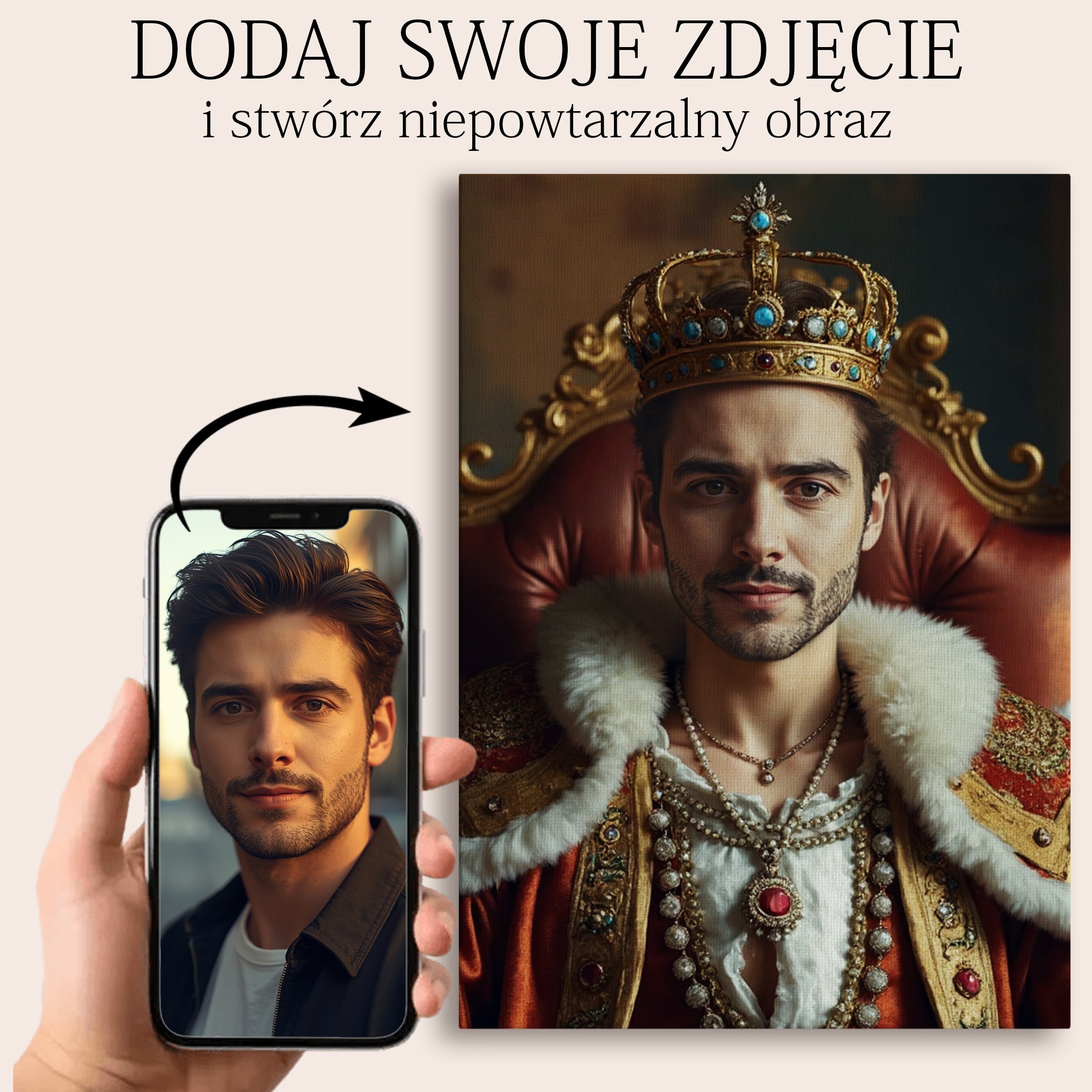 wyjątkowy prezent ze zdjęcia portret w królewskim stylu