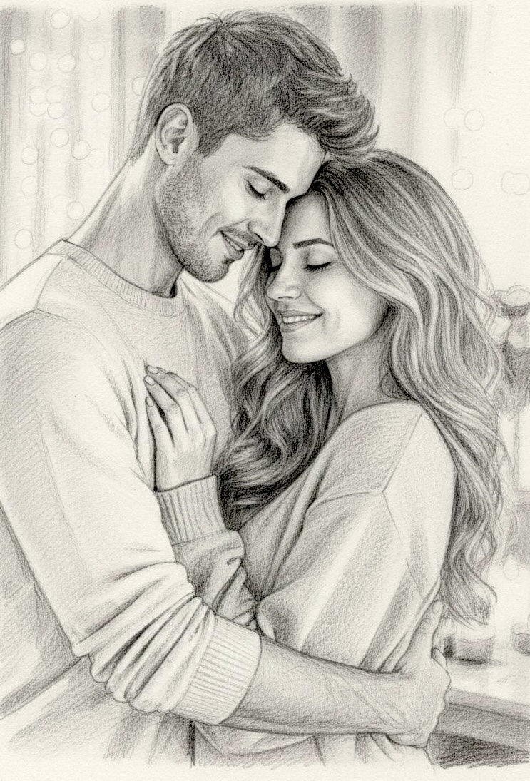 Personalized pencil sketch portrait from photo – example 1