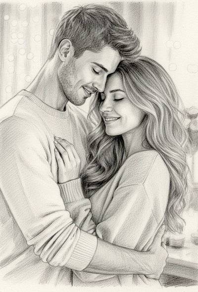 Personalized pencil sketch portrait from photo – example 1
