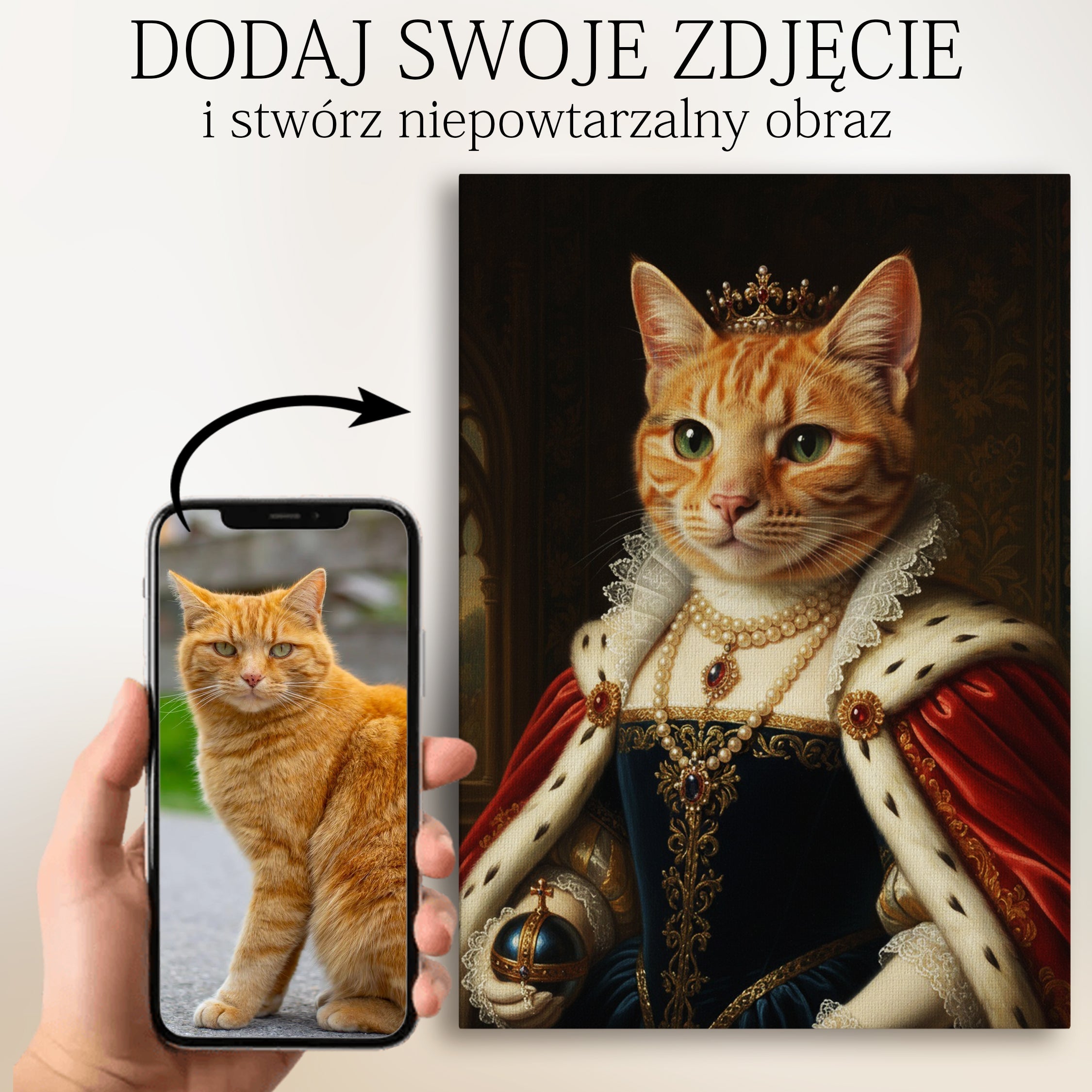 zamień swojego kota w króla wyjątkowy obraz ze zdjęcia pupila