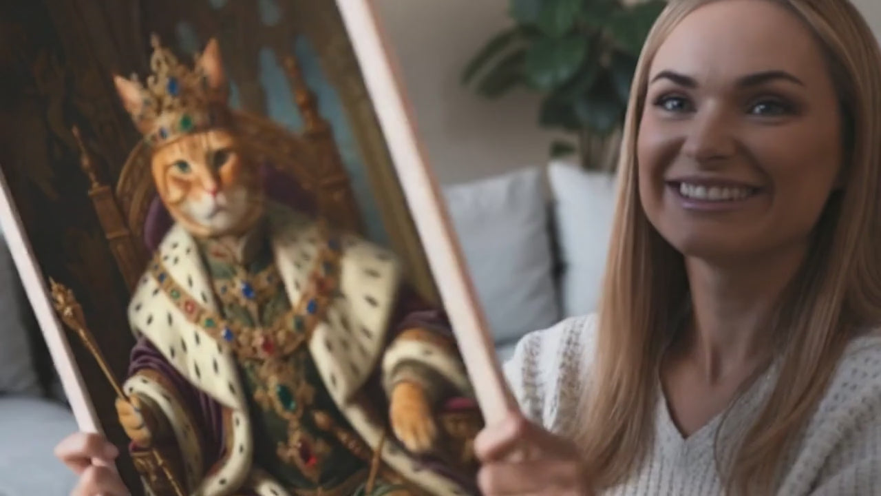 Królewski portret Twojego Kota - Wydruk | Wyjątkowy prezent