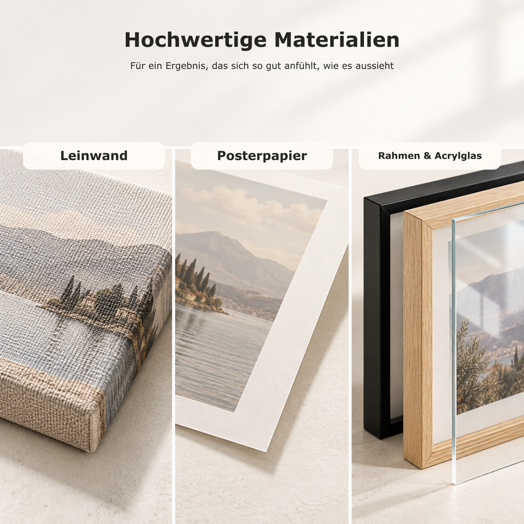 Gifted Photo: hochwertige Materialien – Leinwand, Posterpapier, Rahmen und Acrylglas